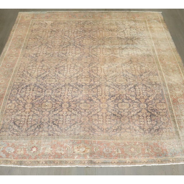A square room size 1920s Distressed Persian Mahal Rug