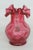 Mid 20th Century Fenton Optic Dot Style Cranberry Glass Pink Ruffled Pitcher Vase For Sale - Image 5 of 11