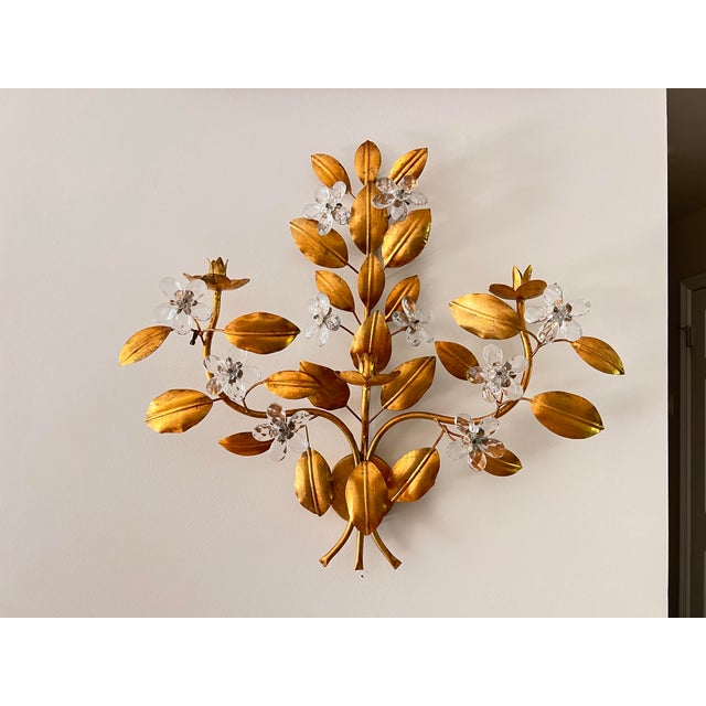 This is an absolutely stunning pair of vintage / mid-century toleware candle sconces that are tagged as Italian but are in...