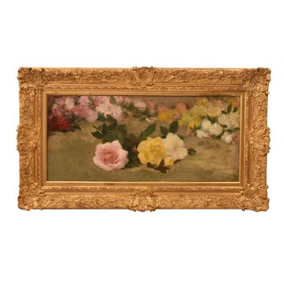 Achille Théodore Cesbron, Jeté De Roses,19th Century, Oil Painting on Canvas, Framed For Sale
