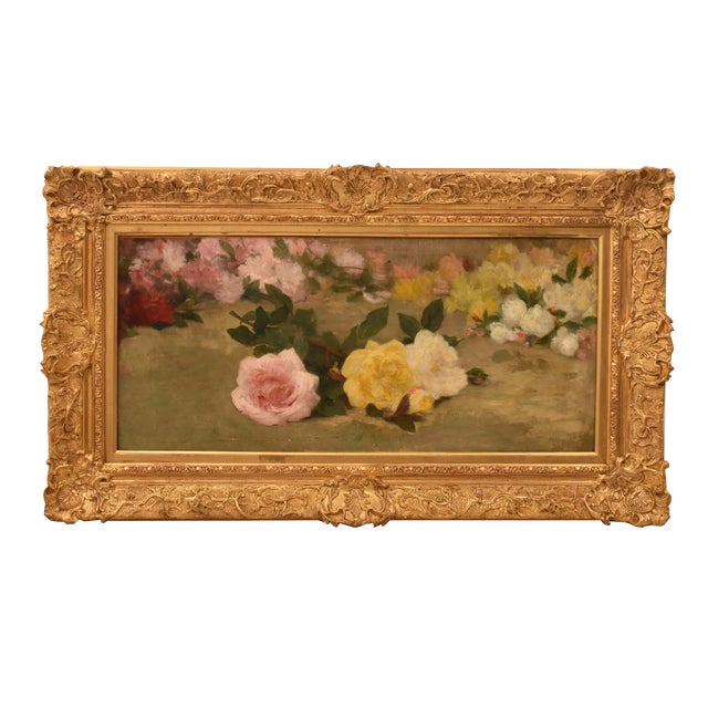 Achille Théodore Cesbron, Jeté De Roses,19th Century, Oil Painting on Canvas, Framed For Sale