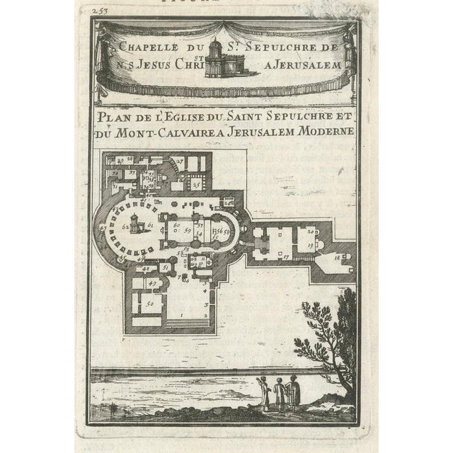 Gold Antique Jerusalem Holy Sepulchre Plan, 1683 For Sale - Image 8 of 12