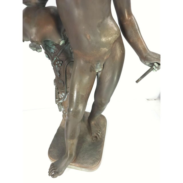 Large 34" Antique Grand Tour Mythological Roman Bronze Sculpture of Pan or a Youthful Faun For Sale - Image 9 of 18
