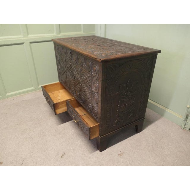 Wood Carved Oak Mule Chest For Sale - Image 7 of 8