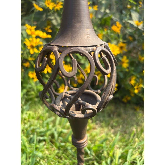 Mid 20th Century Pair of Mid-Century Wrought Iron Jardinière Plant Stands, Mediterranean Style For Sale - Image 5 of 12