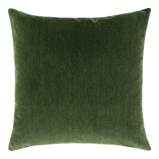 Scalamandre 22" x 22" Tudor Velvet Pillow in Bottle Green For Sale