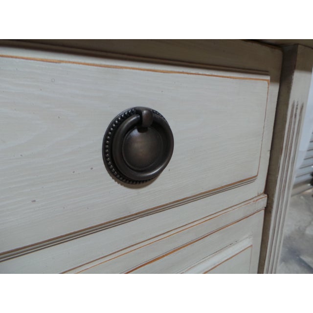 This is a unique Swedish Gustavian 3 drawer chest of drawers. Its been restored and repainted with Milk Paints "Oyster White"