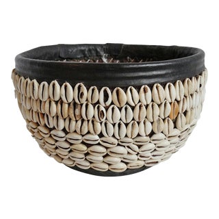 Vintage Cowry Shell Basket For Sale