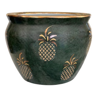 1990’s Andrea by Sadek Pineapple Motif Small Fish Bowl Planter For Sale
