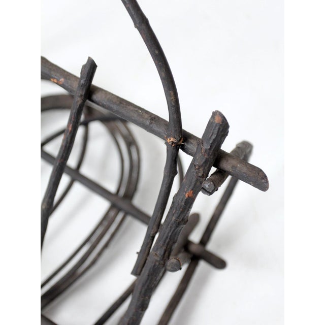 Brown Antique Adirondack Twig Wall Basket For Sale - Image 8 of 9