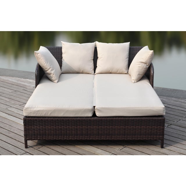 2020s Outdoor Daybed in Brown & Sand For Sale - Image 5 of 7