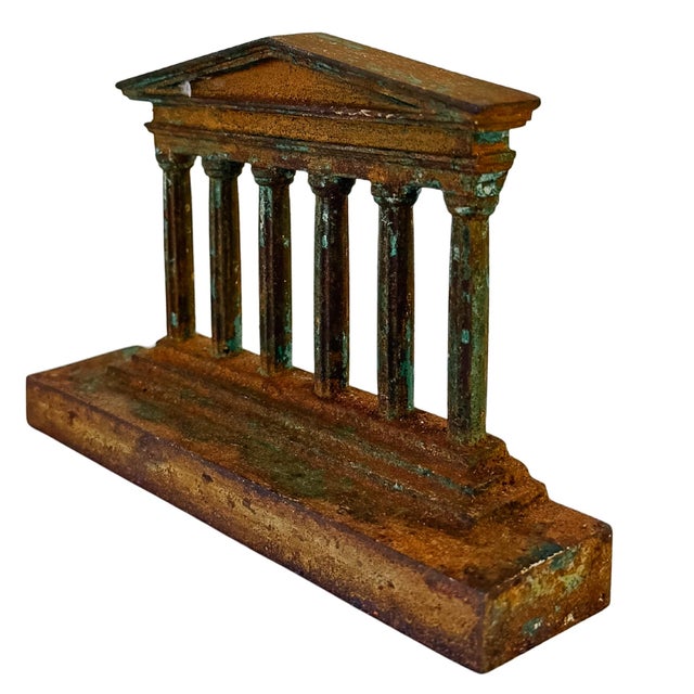Early 20th Century Antique Neoclassical Pantheon Style Temple Facade Architectural Salvage Bookends - A Pair For Sale - Image 5 of 13