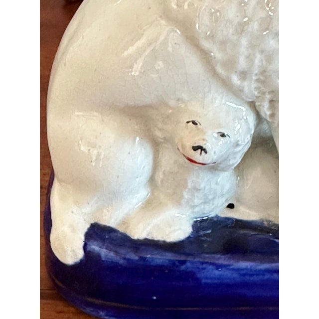Antique Staffordshire Poodle With Puppies Dog Figurine With Pups For Sale In Savannah - Image 6 of 9
