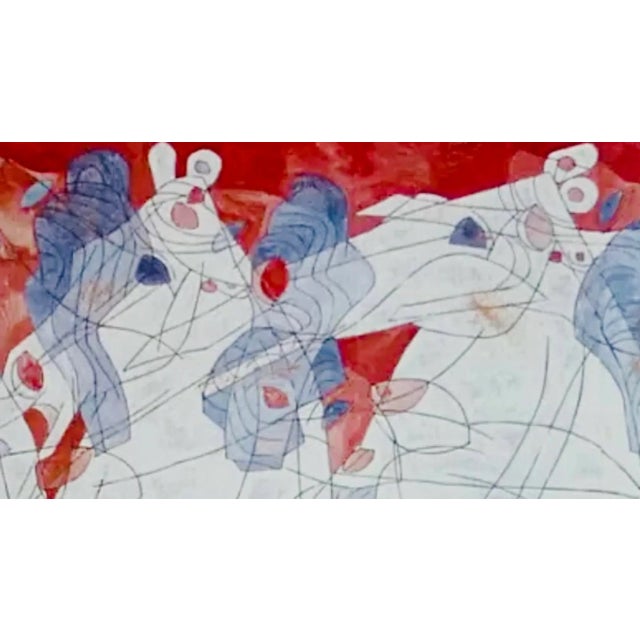 Abstract 1980s 80's Vintage Jiang Tie-Feng Modern Horses "Speed" Exhibition Poster Art Expo New York City For Sale - Image 3 of 8