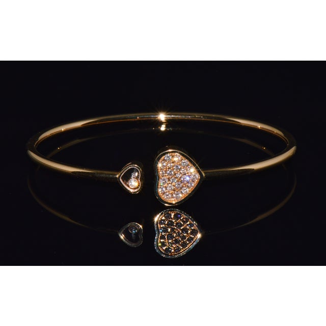 Late 20th Century Authentic Chopard Happy Hearts 0.45ct Diamond Open Bangle Bracelet in 18k Rose Gold For Sale - Image 4 of 18