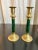 English Malachite Style & Brass Candle Holders , Pair For Sale - Image 3 of 5