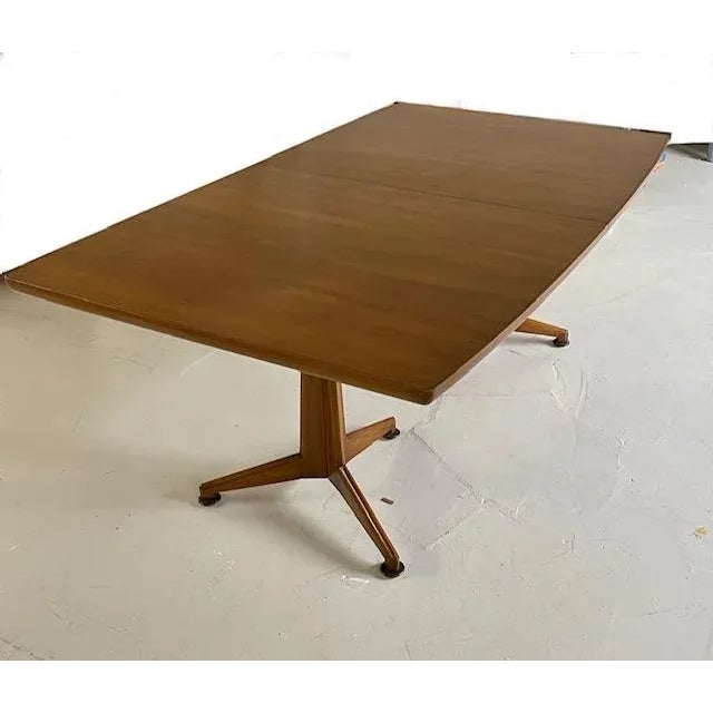 Mid-Century Modern Mid 20th Century John Widdicomb Walnut Two Pedestal Dining Table With 3 Leaves For Sale - Image 3 of 11