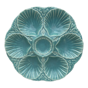 French Majolica Oyster Aqua Turquoise Plate Sarreguemines, Circa 1900