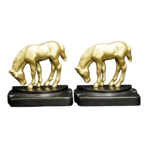 1930s Art Deco Grazing Pony Bookends - Set of 2