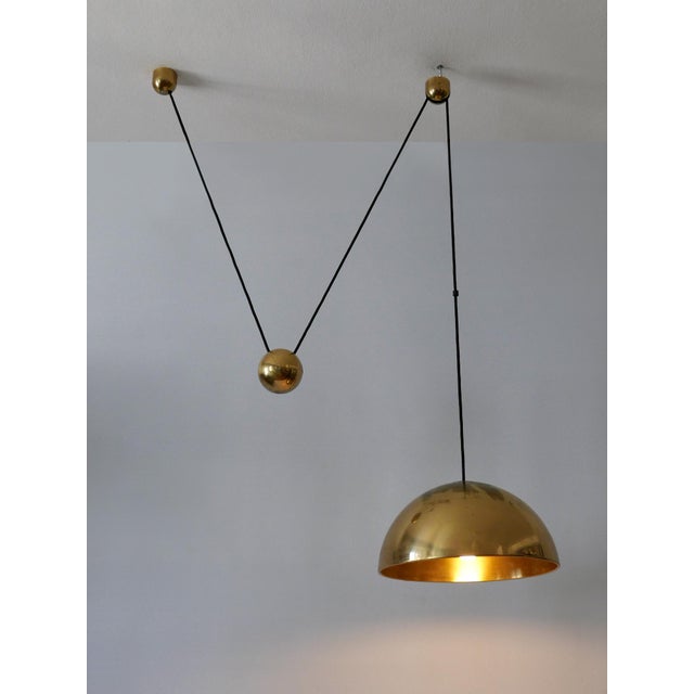 Metal Mid-Century Counterweight Brass Pendant Lamp by Florian Schulz, 1960s For Sale - Image 7 of 18
