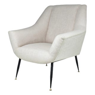 Restored Italian Mid-Century Modern Wingback Armchair, 1950s Design For Sale