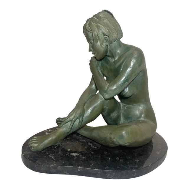 Large Vintage Handmade Marianne Broome Nude Terracotta Pottery Sculpture Statue For Sale