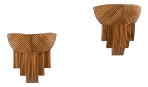 Pair of Pencil Reed Rattan Wall Light