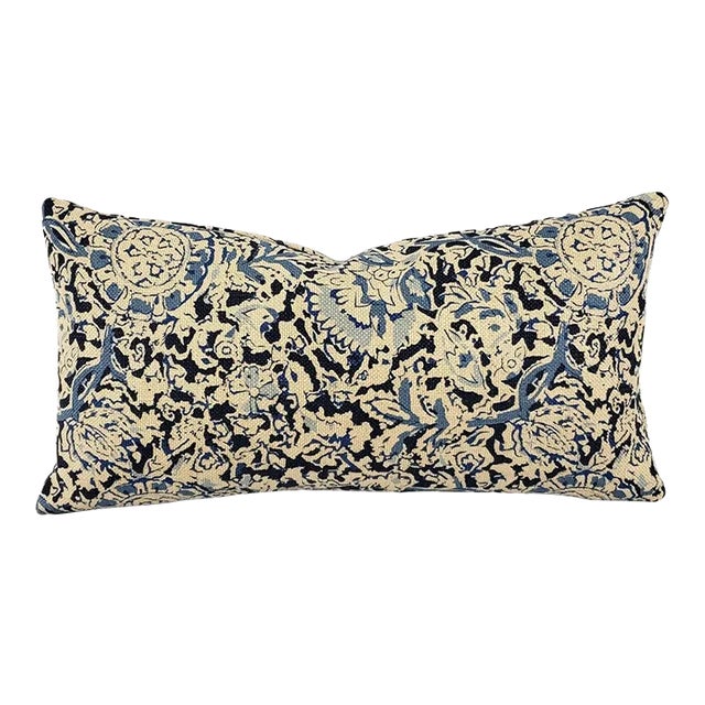 Ralph Lauren Arjuna Floral in Indigo Lumbar Pillow Cover For Sale