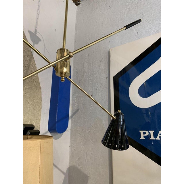 Brass Chandelier with Cones and Adjustable Stems, 1950s For Sale - Image 3 of 13