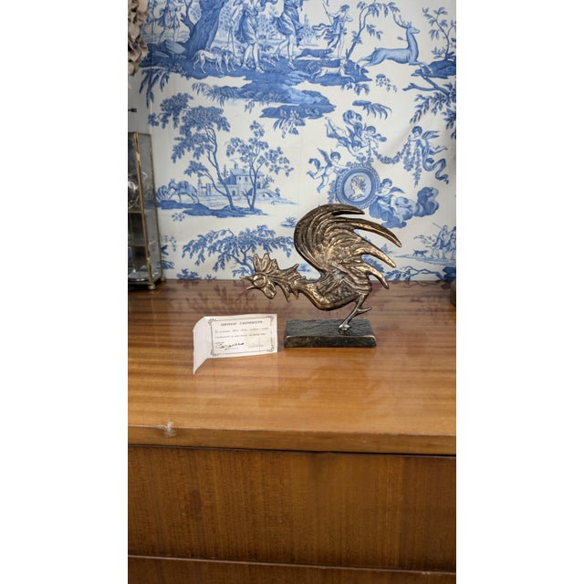 Vintage Gilded Bronze Cocorico Rooster Sculpture by Yves Lohé, 1990 For Sale - Image 12 of 13