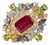 Bochic "Capri" Ruby, Tanzanite, Citrine & Blue Topaz Ring Set 18K Gold & Silver For Sale