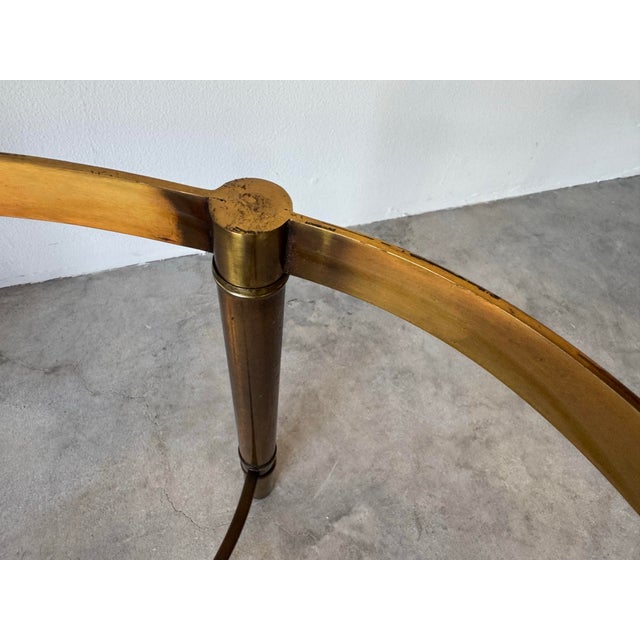 1970s Hollywood Regency Oval Brass Coffee Table With Beveled Glass Top For Sale - Image 9 of 12