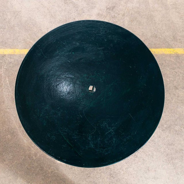 1950's Original Medium French Round Outdoor Table - Dark Turquoise. Classic French table with four solid bar hand shaped...