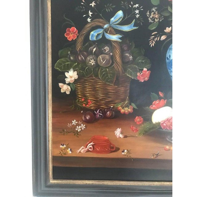 20th Century Still Life of Fruit, Flowers and Pottery For Sale - Image 7 of 8