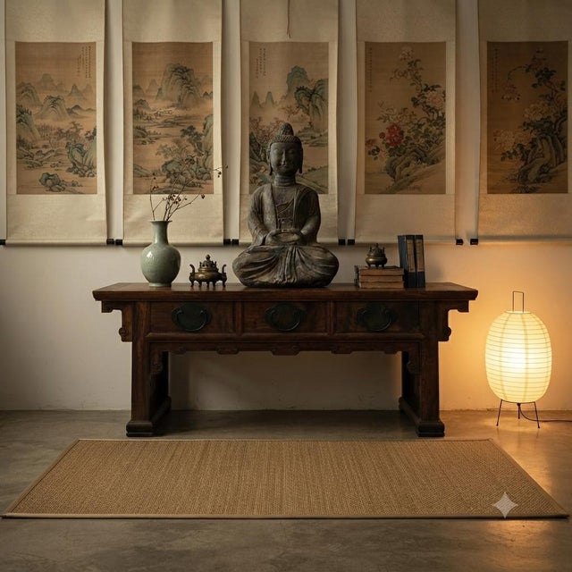 Stone 18.5" Gray Brown Distressed Marks Stone Sitting Buddha Statue For Sale - Image 7 of 10