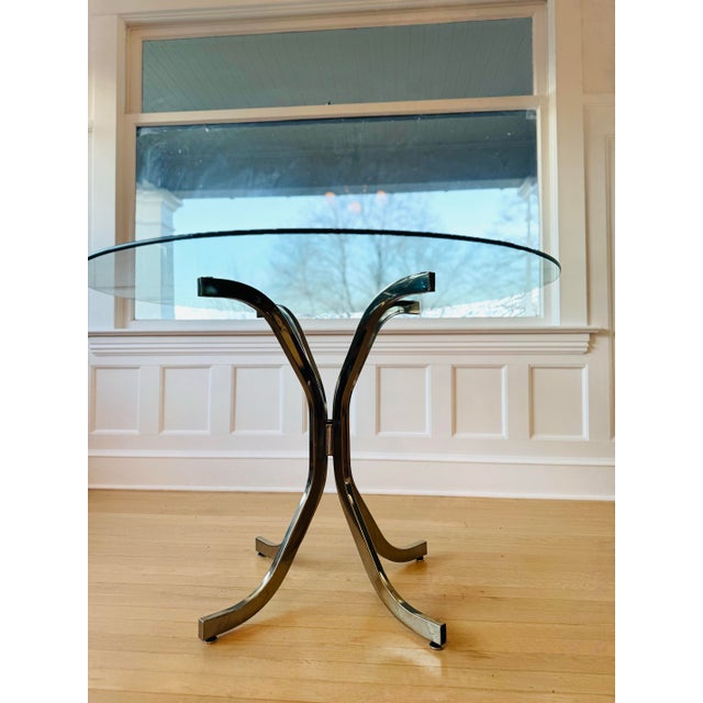 Mid-Century Modern Chrome Glass. Dining Table For Sale - Image 4 of 11