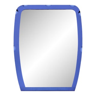 French Vintage Scalloped Mirror, Blue, Circa 1970 For Sale