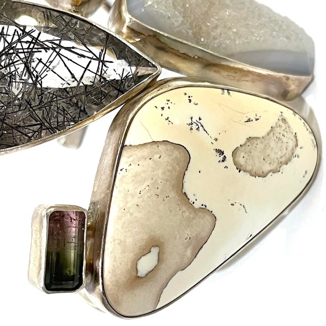 2010s Vintage Statement Cuff Bracelet - Sterling Silver - Semi-Precious Stones - Studio Greytak Montana For Sale - Image 5 of 16