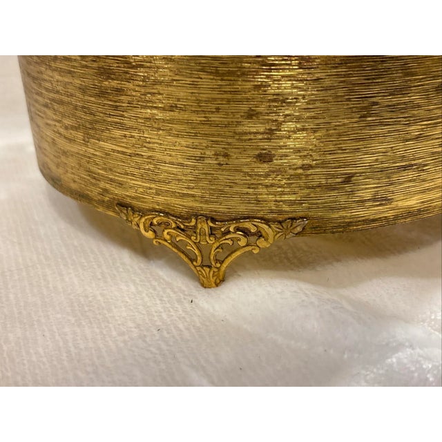 Metal Vintage Style Built Hollywood Regency Boudoir Gold Floral Poobelle For Sale - Image 7 of 8