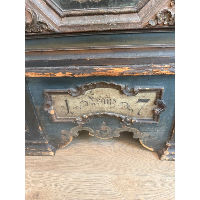 European Large Antique Painted Dowry ,Trunk ,From 1794, Made From Two Pieces , Open Top For Sale - Image 10 of 12