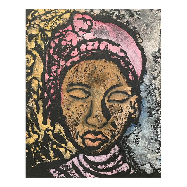 1970s Linocut of an African Woman For Sale