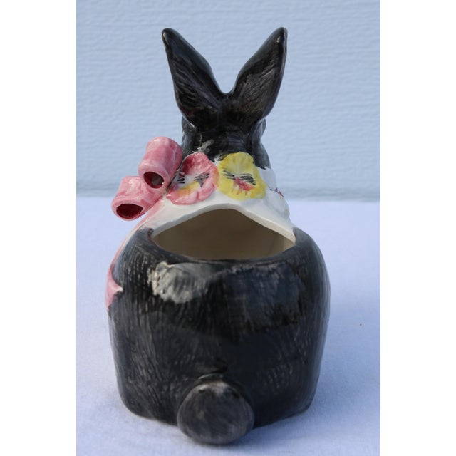 1990s 1991 Fitz and Floyd Bunny Rabbit and Pansies Creamer Pansy Parade For Sale - Image 5 of 10