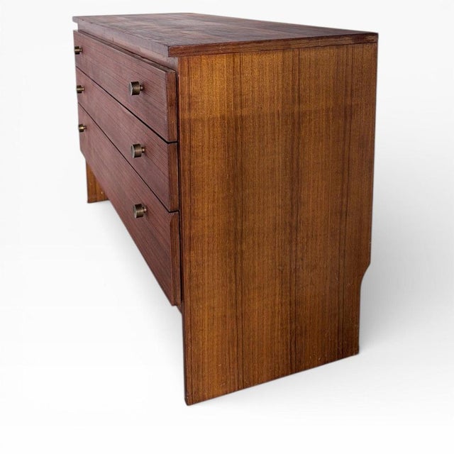Contemporary Mid-Century Teak Dresser with Brass Drawer Pulls from Meredew For Sale - Image 3 of 7