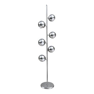 Mid 20th Century Space Age Orbiter Chrome Six-Light Eyeball Floor Lamp For Sale