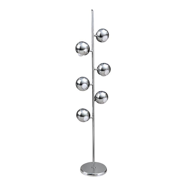 Mid 20th Century Space Age Orbiter Chrome Six-Light Eyeball Floor Lamp For Sale