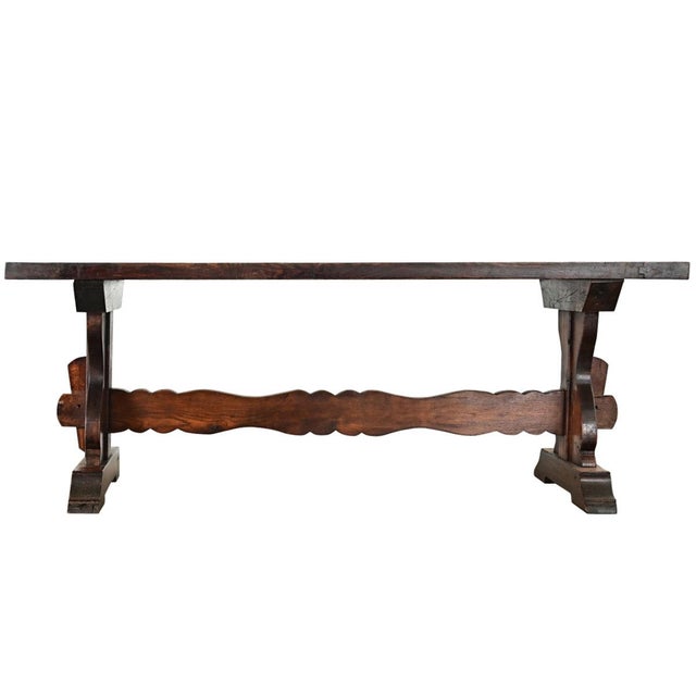 Baroque French 18th Century Solid Oak Trestle Dining Table For Sale - Image 3 of 11