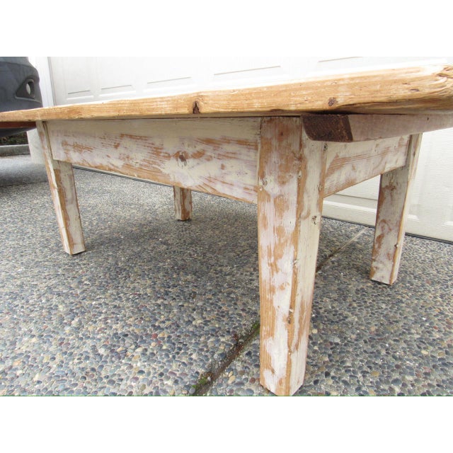 Tan Antique Rustic Pine Coffee Table For Sale - Image 8 of 11