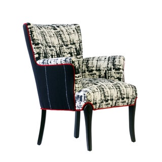 Black & White Upholstered "Metro" Armchair For Sale