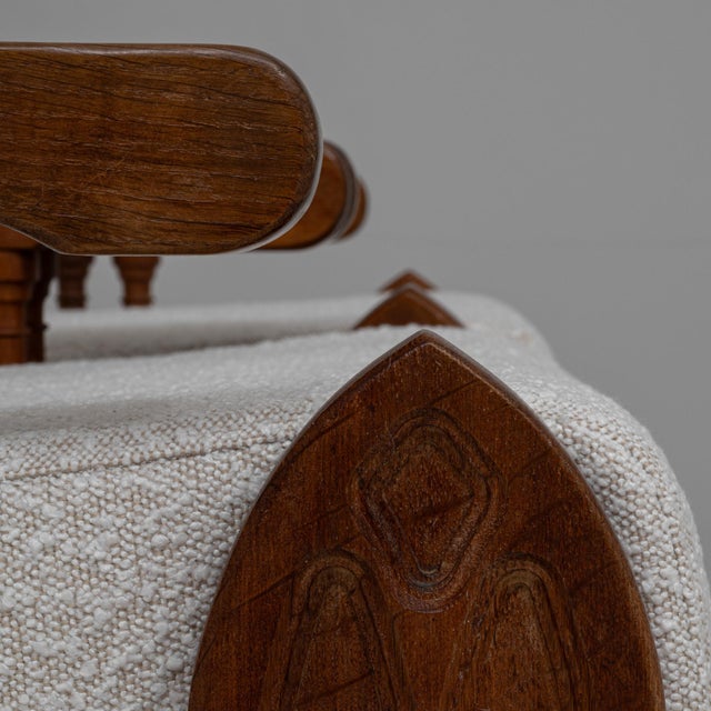 1970s French Brutalist Upholstered Armchairs with Carved Details - A Pair For Sale - Image 13 of 18