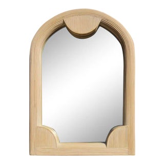 Vintage Coastal Cerused Pencil Reed Arch Mirror For Sale